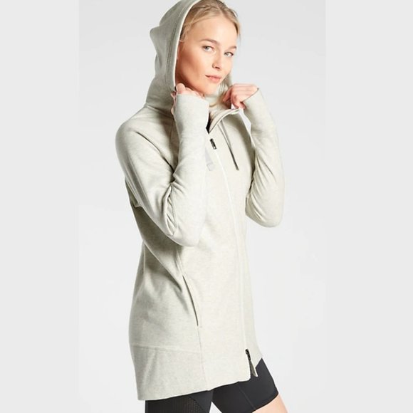 Athleta Tops - Athleta Triumph Long Hoodie Fog Grey Size XS